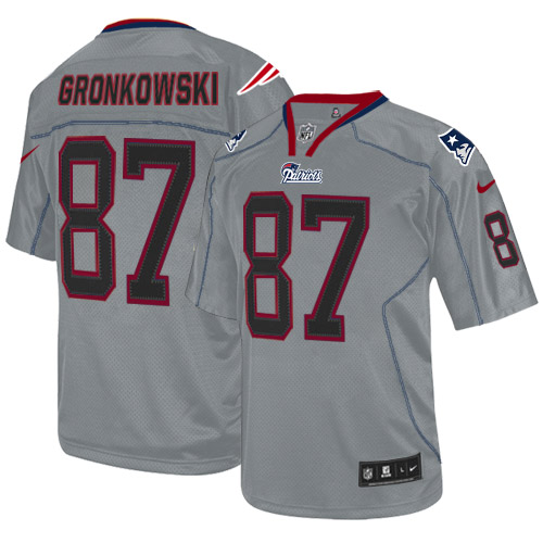 Men's Elite Rob Gronkowski Nike Jersey Lights Out Grey - #87 NFL New England Patriots